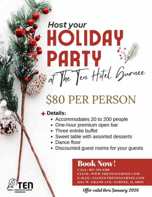 Host your holiday party at The Ten Hotel