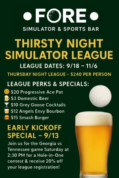 Fall Thirsty Thursday Golf Sim League at Ten Hotel in Gurnee